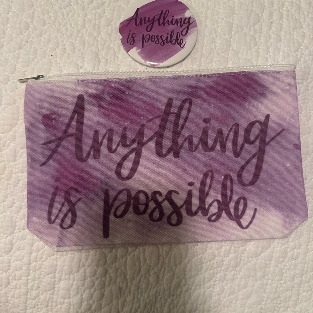 Purple Inspirational Pouch and mirror Set